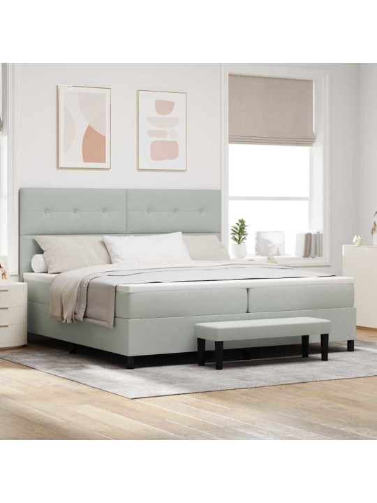 Kontinentaalvoodi madratsi ja peatsiga helehall 200 x 200 cm samet
