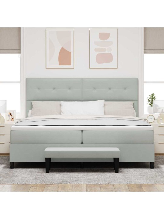Kontinentaalvoodi madratsi ja peatsiga helehall 200 x 200 cm samet