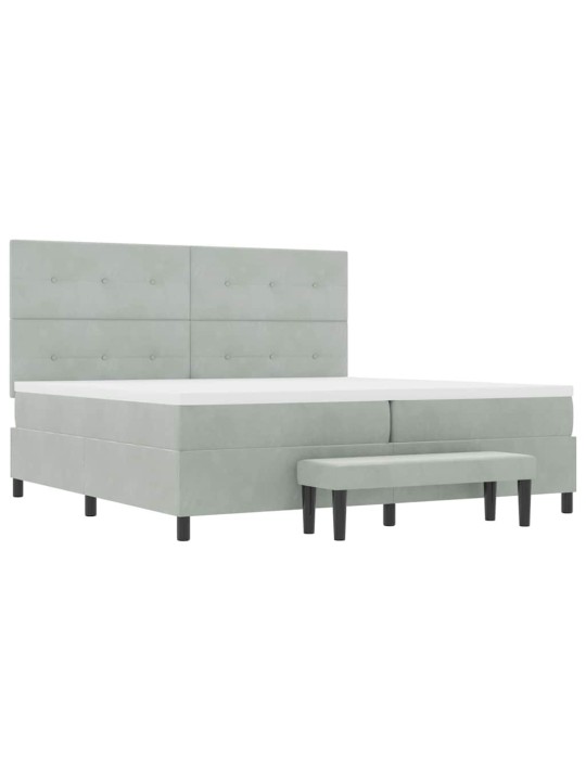 Kontinentaalvoodi madratsi ja peatsiga helehall 200 x 200 cm samet