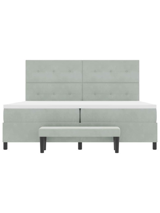 Kontinentaalvoodi madratsi ja peatsiga helehall 200 x 200 cm samet