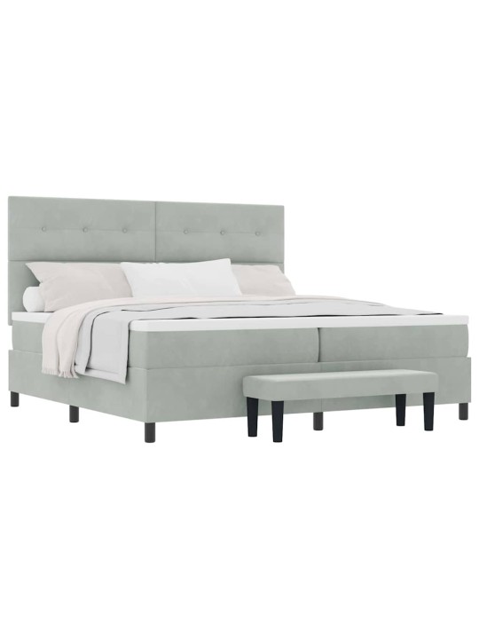 Kontinentaalvoodi madratsi ja peatsiga helehall 200 x 200 cm samet