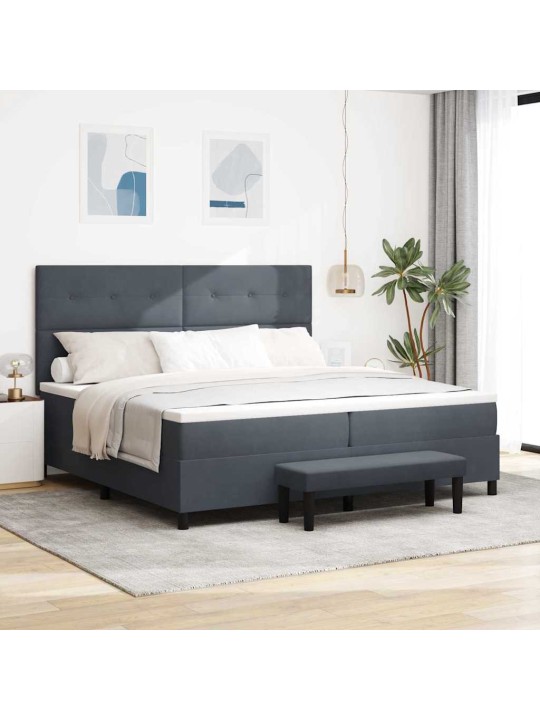 Kontinentaalvoodi madratsi ja peatsiga tumehall 200 x 200 cm samet