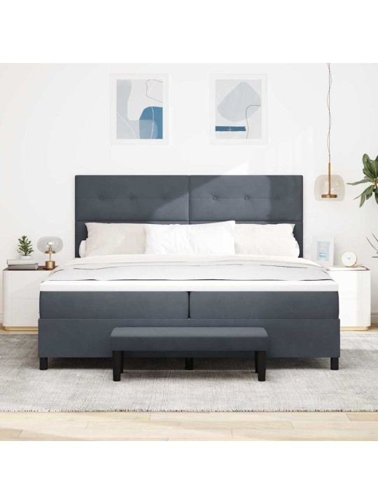 Kontinentaalvoodi madratsi ja peatsiga tumehall 200 x 200 cm samet