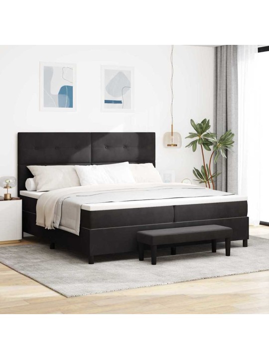 Kontinentaalvoodi madratsi ja peatsiga must 200 x 200 cm samet