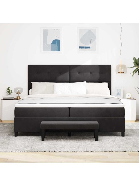 Kontinentaalvoodi madratsi ja peatsiga must 200 x 200 cm samet