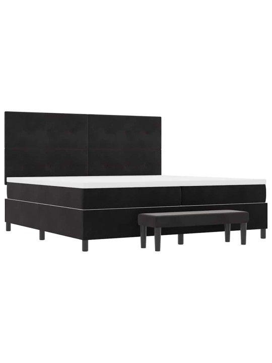 Kontinentaalvoodi madratsi ja peatsiga must 200 x 200 cm samet