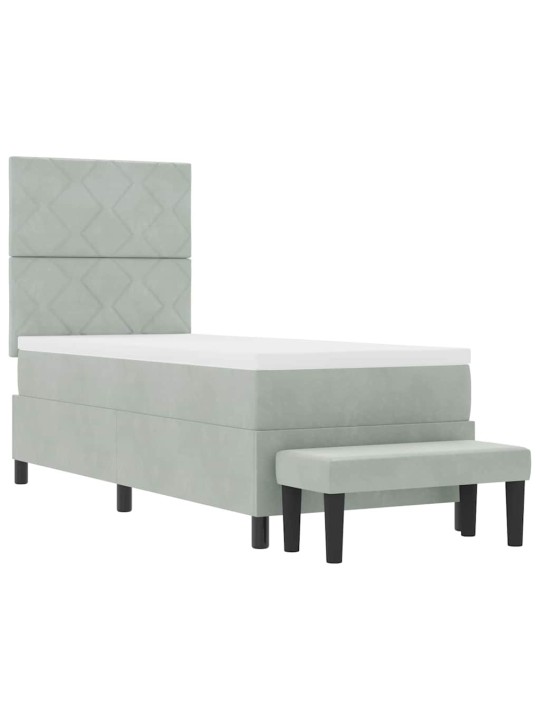 Kontinentaalvoodi madratsi ja peatsiga helehall 80 x 200 cm samet