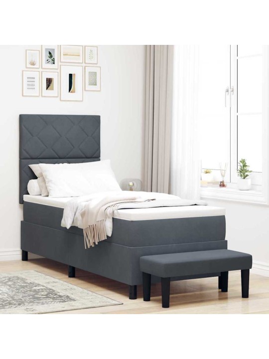 Kontinentaalvoodi madratsi ja peatsiga tumehall 80 x 200 cm samet