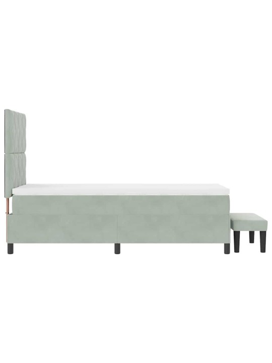 Kontinentaalvoodi madratsi ja peatsiga helehall 100 x 200 cm samet