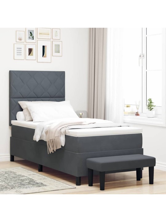 Kontinentaalvoodi madratsi ja peatsiga tumehall 100 x 200 cm samet
