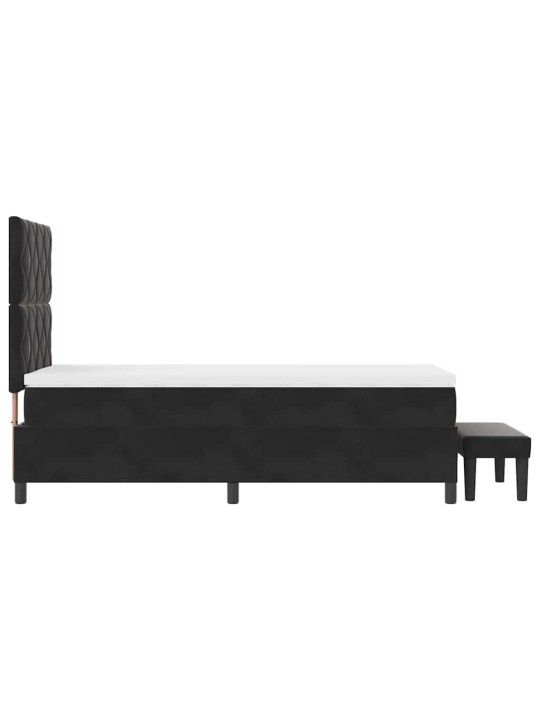 Kontinentaalvoodi madratsi ja peatsiga must 100 x 200 cm samet