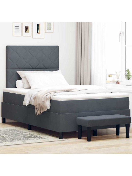 Kontinentaalvoodi madratsi ja peatsiga tumehall 120 x 200 cm samet