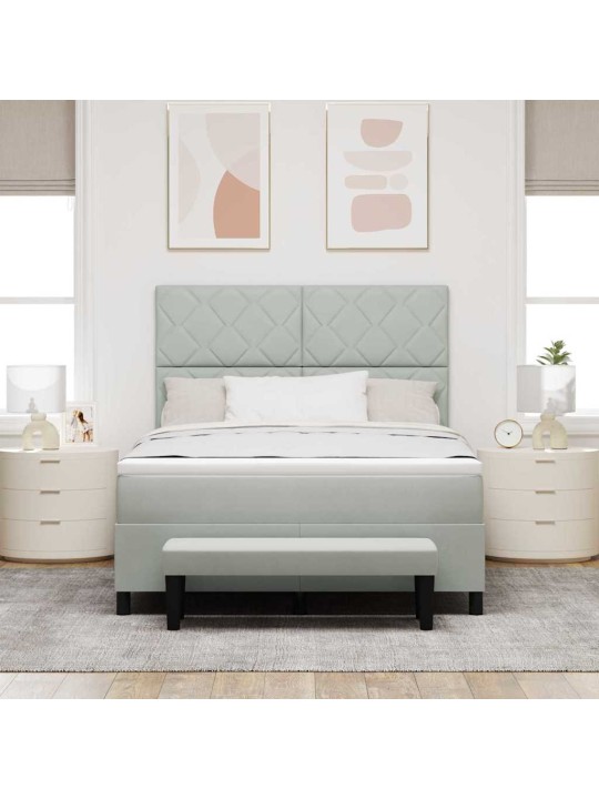 Kontinentaalvoodi madratsi ja peatsiga helehall 140 x 190 cm samet