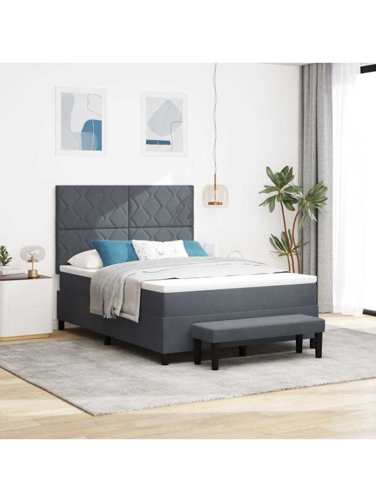Kontinentaalvoodi madratsi ja peatsiga tumehall 140 x 190 cm samet