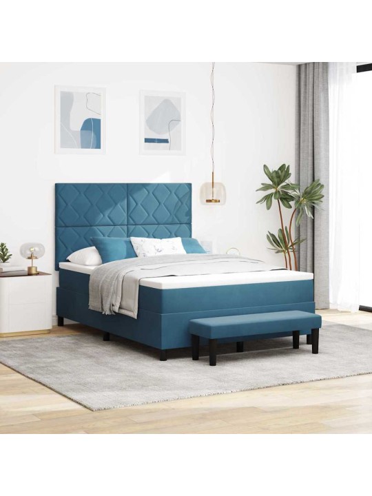 Kontinentaalvoodi madratsiga tumesinine 140 x 190 cm samet