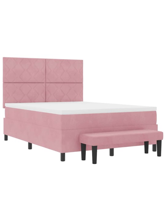 Kontinentaalvoodi madratsi ja peatsiga roosa 140 x 190 cm samet