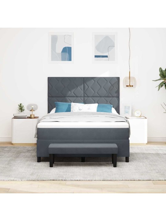 Kontinentaalvoodi madratsi ja peatsiga tumehall 160 x 200 cm samet