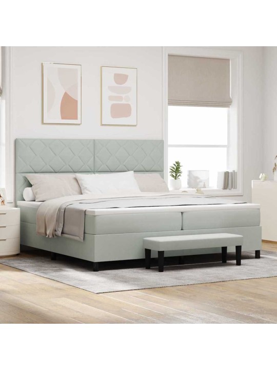 Kontinentaalvoodi madratsi ja peatsiga helehall 200 x 200 cm samet