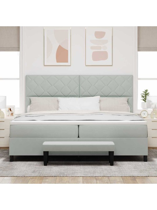 Kontinentaalvoodi madratsi ja peatsiga helehall 200 x 200 cm samet