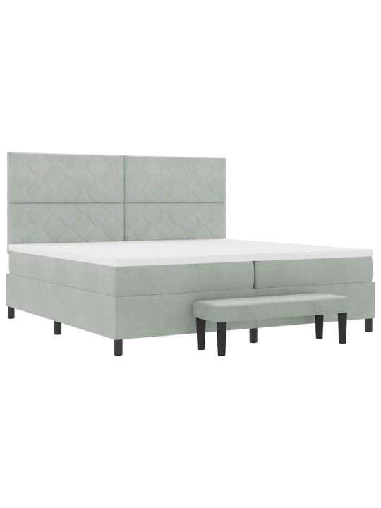 Kontinentaalvoodi madratsi ja peatsiga helehall 200 x 200 cm samet