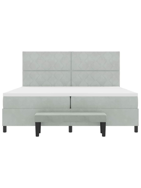 Kontinentaalvoodi madratsi ja peatsiga helehall 200 x 200 cm samet
