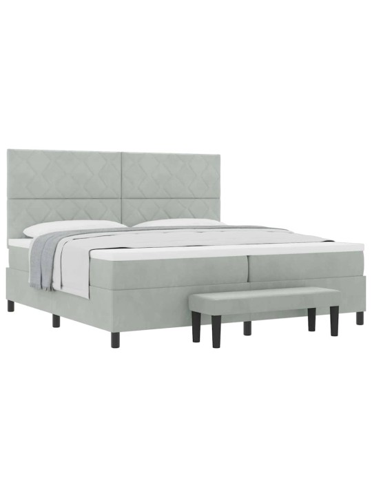 Kontinentaalvoodi madratsi ja peatsiga helehall 200 x 200 cm samet