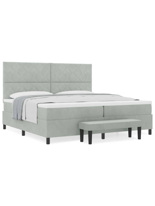 Kontinentaalvoodi madratsi ja peatsiga helehall 200 x 200 cm samet