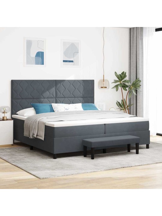 Kontinentaalvoodi madratsi ja peatsiga tumehall 200 x 200 cm samet
