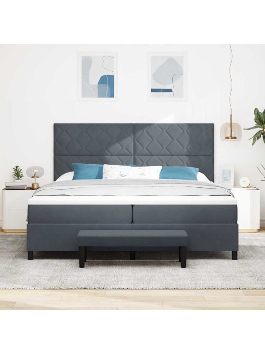 Kontinentaalvoodi madratsi ja peatsiga tumehall 200 x 200 cm samet