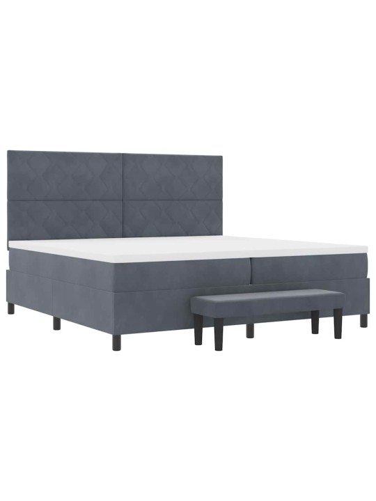 Kontinentaalvoodi madratsi ja peatsiga tumehall 200 x 200 cm samet