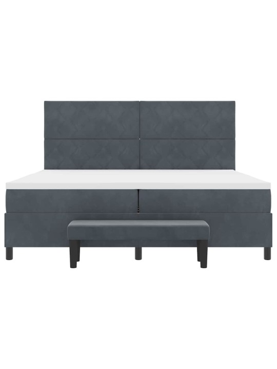 Kontinentaalvoodi madratsi ja peatsiga tumehall 200 x 200 cm samet