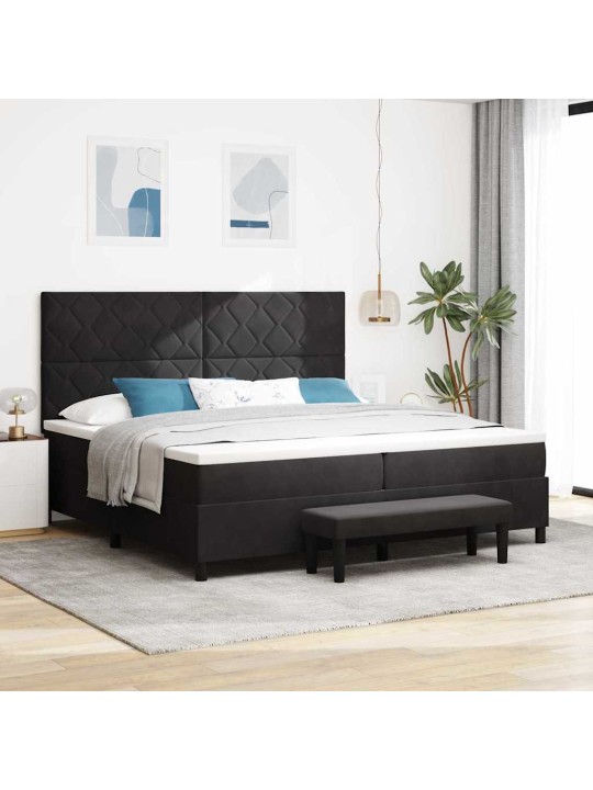 Kontinentaalvoodi madratsi ja peatsiga must 200 x 200 cm samet
