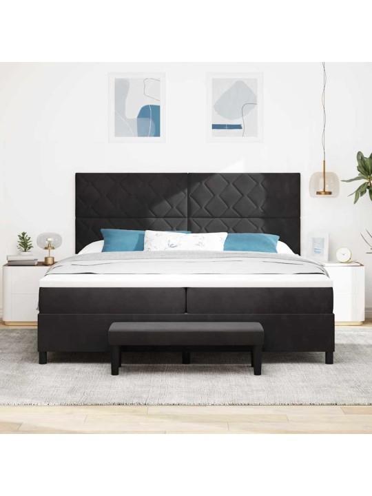 Kontinentaalvoodi madratsi ja peatsiga must 200 x 200 cm samet