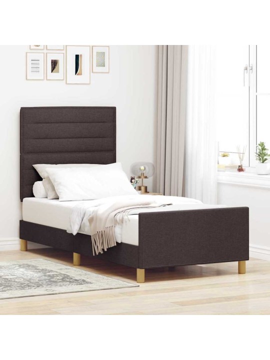 Voodi raam peaga tumepruun 80 x 200 cm kangas