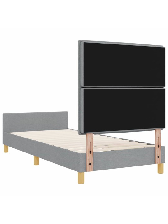 Voodi raam peaga helehall 100 x 200 cm kangas