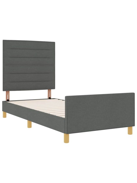 Voodi raam peaga tumehall 100 x 200 cm kangas