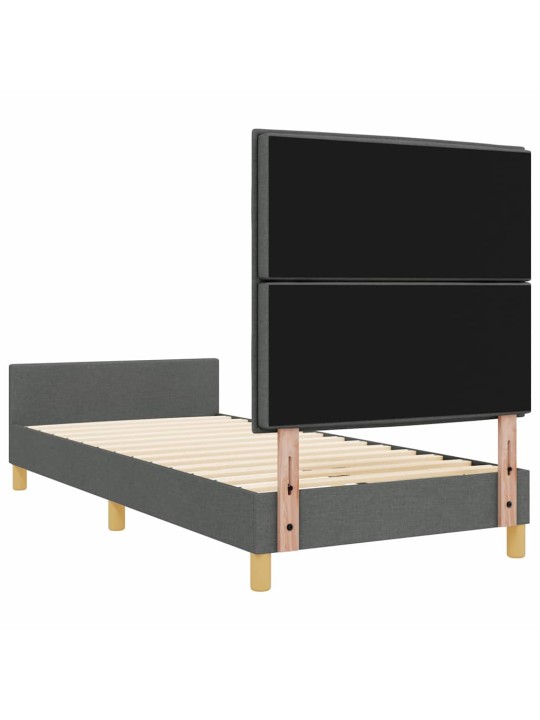 Voodi raam peaga tumehall 100 x 200 cm kangas