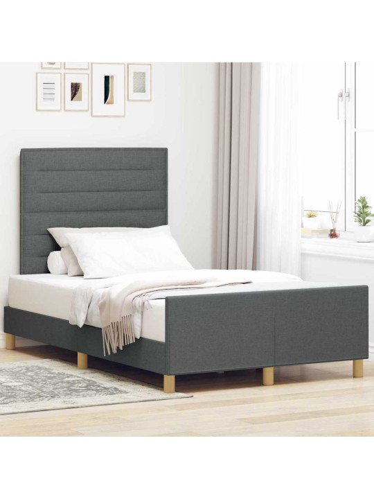 Voodi raam peaga tumehall 120 x 200 cm kangas
