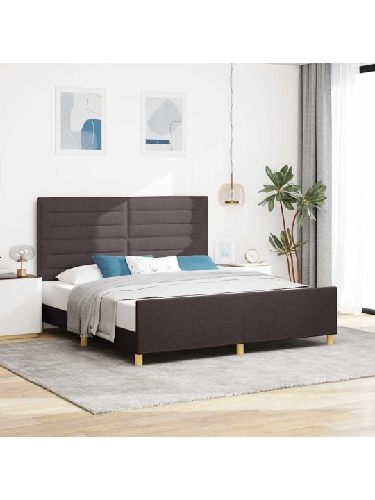 Voodi raam peaga tumepruun 180 x 200 cm kangas