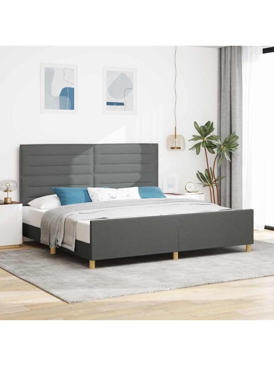 Voodi raam peaga tumehall 200 x 200 cm kangas