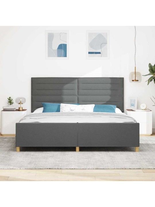 Voodi raam peaga tumehall 200 x 200 cm kangas
