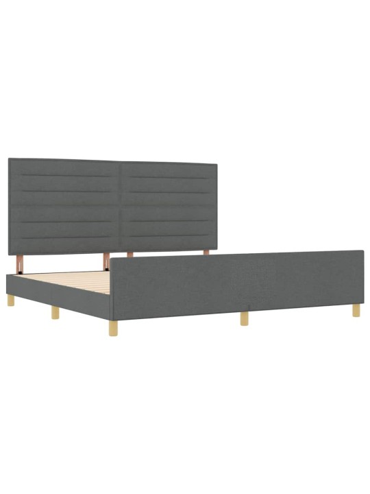 Voodi raam peaga tumehall 200 x 200 cm kangas