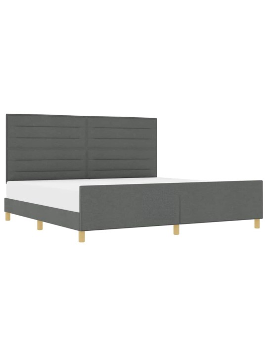 Voodi raam peaga tumehall 200 x 200 cm kangas