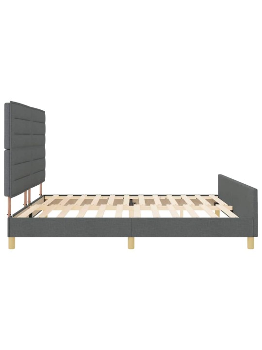 Voodi raam peaga tumehall 200 x 200 cm kangas