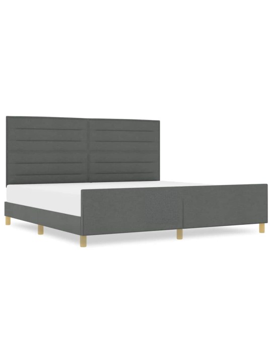 Voodi raam peaga tumehall 200 x 200 cm kangas