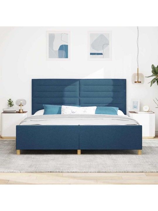 Voodi raam peaga sinine 200 x 200 cm kangas