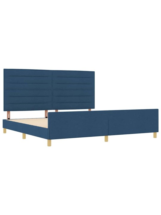 Voodi raam peaga sinine 200 x 200 cm kangas