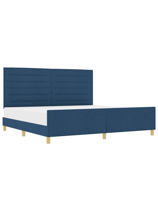 Voodi raam peaga sinine 200 x 200 cm kangas