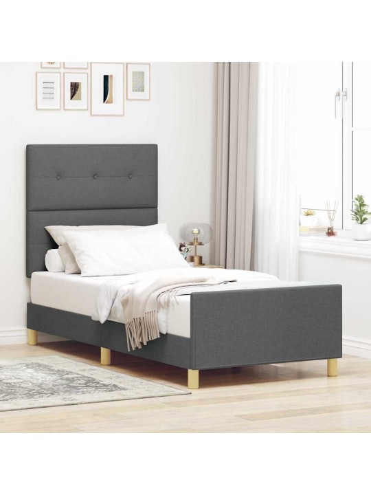 Voodi raam peaga tumehall 80 x 200 cm kangas