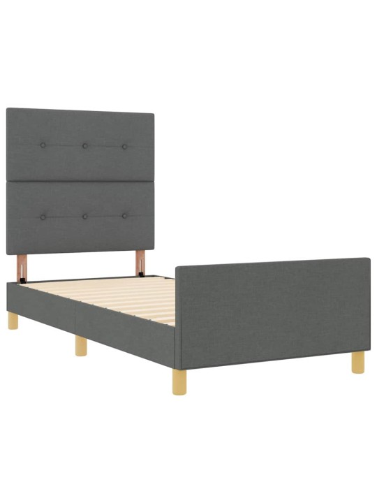 Voodi raam peaga tumehall 80 x 200 cm kangas